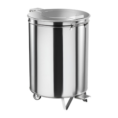 Poubelle à pédale et roulettes en acier inoxydable 50 L - Gastro M