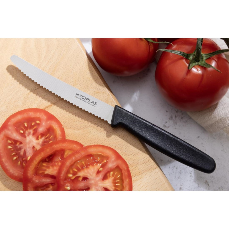 Couteau à tomates denté noir 100mm - Hygiplas
