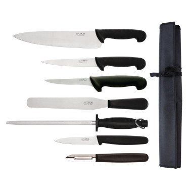 Ensemble de 7 couteaux pour débutants avec couteau de cuisinier 265mm et étui - Hygiplas