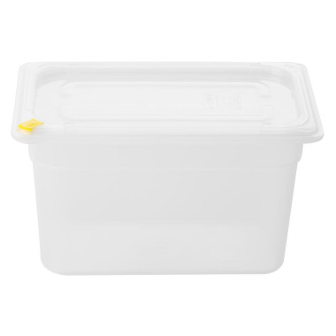 Bacs PP Click GN 1/4 avec couvercles et 7 clips de couleur 150mm 3,7L (lot de 4) - Hygiplas
