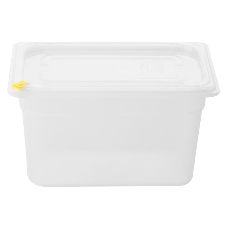 Bacs PP Click GN 1/4 avec couvercles et 7 clips de couleur 150mm 3,7L (lot de 4) - Hygiplas