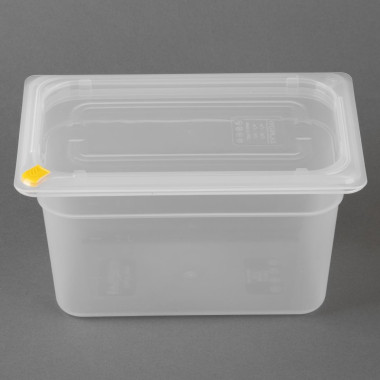 Bacs PP Click GN 1/4 avec couvercles et 7 clips de couleur 150mm 3,7L (lot de 4) - Hygiplas