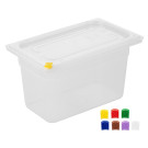 Bacs PP Click GN 1/4 avec couvercles et 7 clips de couleur 150mm 3,7L (lot de 4) - Hygiplas