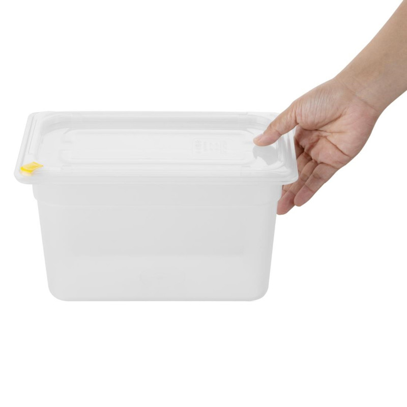 Bacs PP Click GN 1/4 avec couvercles et 7 clips de couleur 150mm 3,7L (lot de 4) - Hygiplas