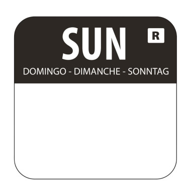 Etiquettes alimentaires code couleur noir dimanche 24mm (Lot de 1000) - Hygiplas