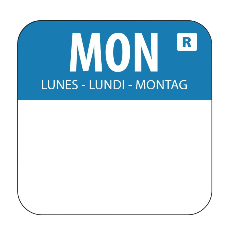 Etiquettes alimentaires code couleur bleu lundi 24mm (Lot de 1000) - Hygiplas
