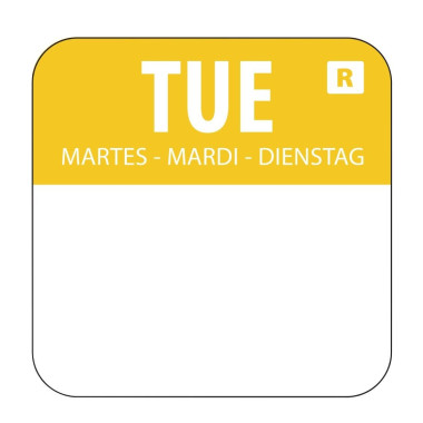 Etiquettes alimentaires code couleur jaune mardi 24mm (Lot de 1000) - Hygiplas