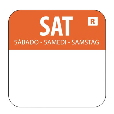 Etiquettes alimentaires code couleur orange samedi 24mm (Lot de 1000) - Hygiplas