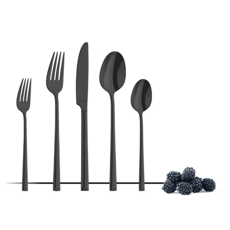 Fourchettes à dessert Metropole PVD noires (lot de 12) - AMEFA