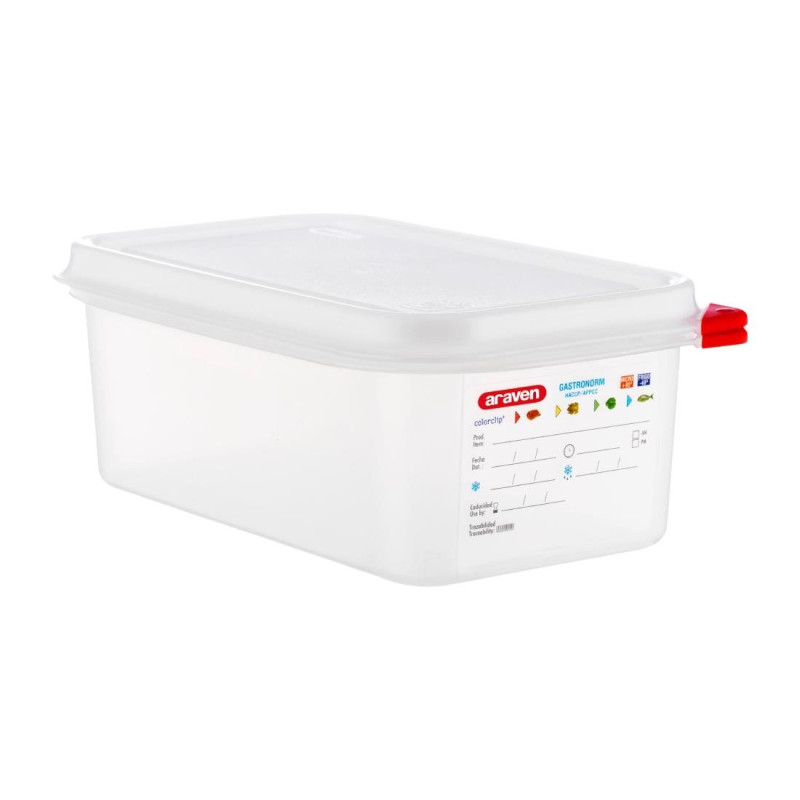 Boîtes alimentaires en polypropylène GN 1/4 2,8L (lot de 4) - 265 x 162 x 100 mm - ARAVEN
