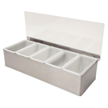 Boîte à compartiments en inox 5x568 ml - 151 x 384 x 94 mm - BEAUMONT