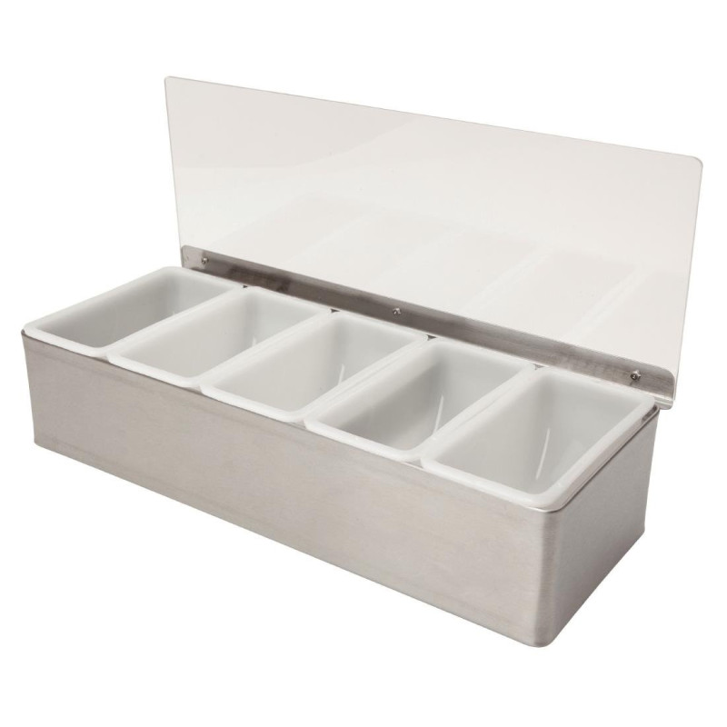 Boîte à compartiments en inox 5x568 ml - 151 x 384 x 94 mm - BEAUMONT