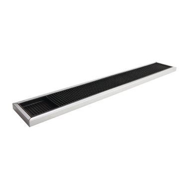 Tapis de bar en caoutchouc avec cadre en acier inoxydable - 600 x 100 x 12 mm - BEAUMONT