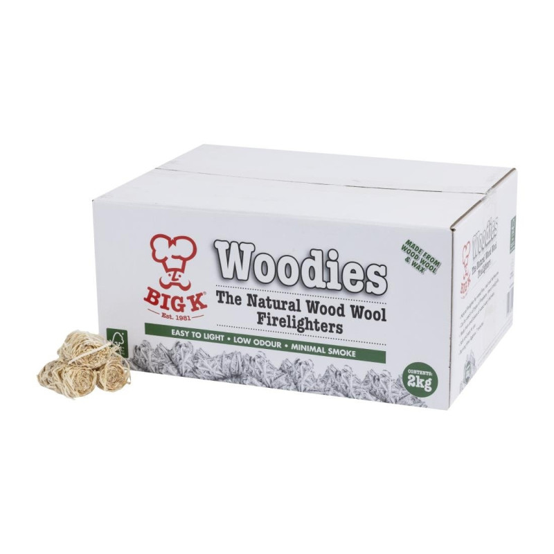 Allume-feu en laine de bois naturel Woodies 2Kg - 330 x 230 x 150 mm - BIG K