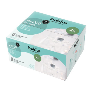 Bougies chauffe-plat professionnelles 4 heures (lot de 200) - 210 x 385 x 85 mm - BOLSIUS