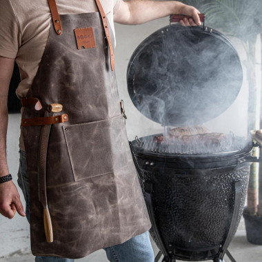 Tablier de cuisine Mr. Smith gris avec poche - BOSKA
