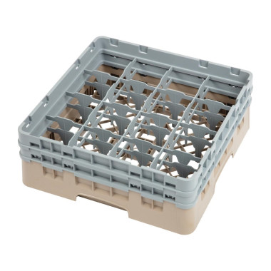 Casier à verres 16 compartiments Camrack beige hauteur max 133mm - 500 x 500 x 184 mm - CAMBRO