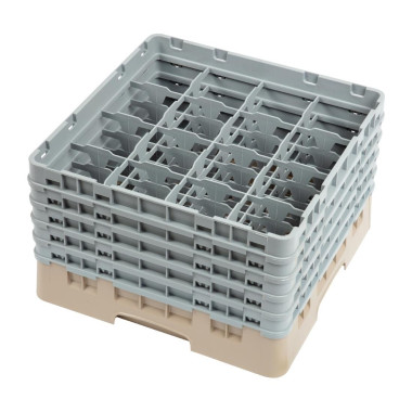 Casier à verres 16 compartiments Camrack beige hauteur max 257mm - 500 x 500 x 308 mm - CAMBRO