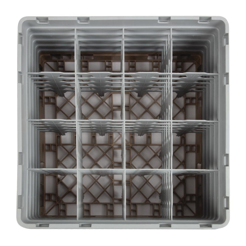 Casier à verres 16 compartiments Camrack beige hauteur max 257mm - 500 x 500 x 308 mm - CAMBRO