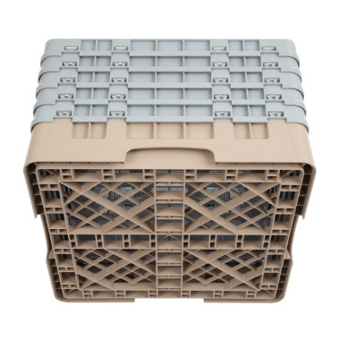 Casier à verres 16 compartiments Camrack beige hauteur max 257mm - 500 x 500 x 308 mm - CAMBRO