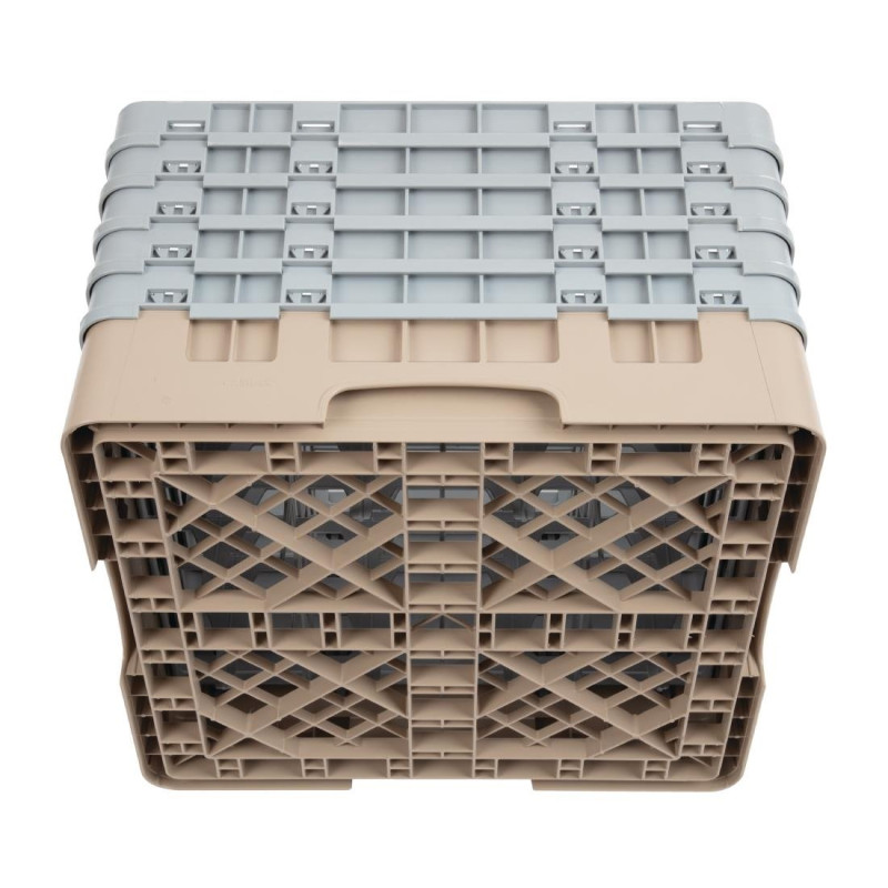 Casier à verres 16 compartiments Camrack beige hauteur max 257mm - 500 x 500 x 308 mm - CAMBRO