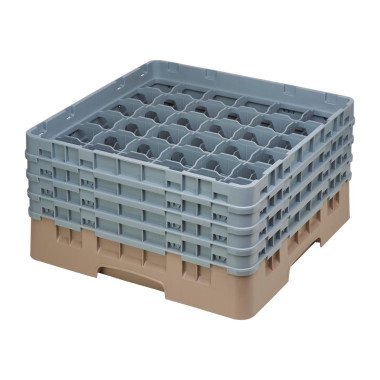 Casier à verres 36 compartiments Camrack beige hauteur max 215mm - 500 x 500 x 267 mm - CAMBRO