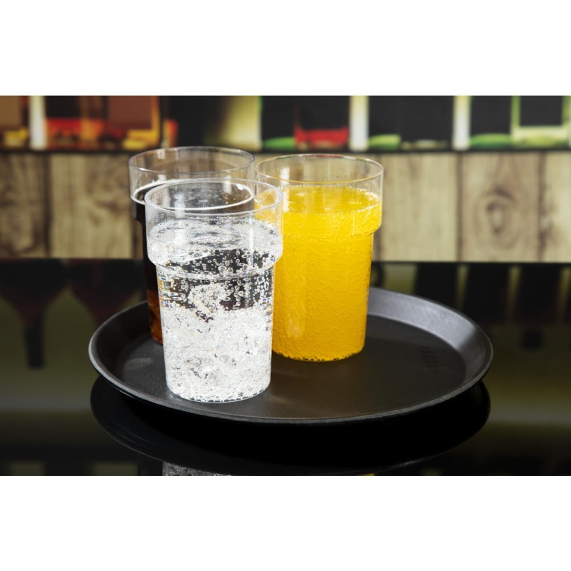 Plateau de service rond fibre de verre antidérapant Camtread noir 28 cm - CAMBRO