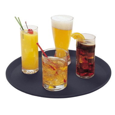 Plateau de service rond fibre de verre antidérapant Camtread noir 445 mm - CAMBRO