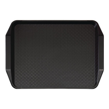Plateau rectangulaire avec poignées en polypropylène Fast Food noir 43 cm - 430 x 300 x 15 mm - CAMBRO