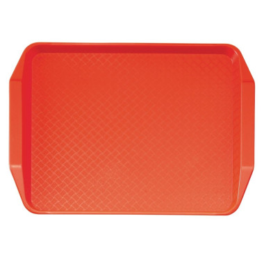 Plateau rectangulaire avec poignées en polypropylène Fast Food rouge 43 cm - 430 x 300 x 15 mm - CAMBRO