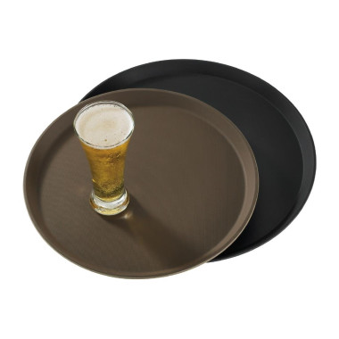 Plateau rond fibre de verre antidérapant Treadlite noir 40,5 cm - CAMBRO