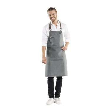 Tablier bavette mixte Forene gris denim 70x90cm - 300 x 20 x 400 mm - CHAUD DEVANT