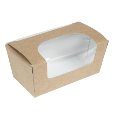 Boîtes à gâteau rectangulaires kraft compostables avec fenêtre (lot de 500) - 86 x 42 x 45 mm - COLPAC