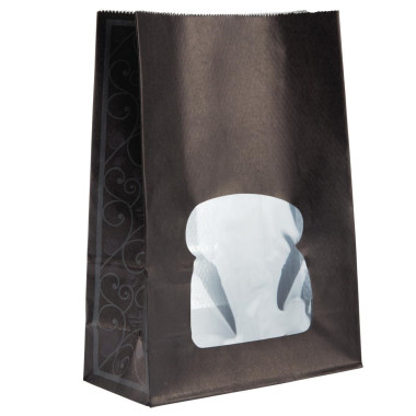 Sacs sandwich en papier recyclable noir avec fenêtre (lot de 250) - 155 x 72 x 220 mm - COLPAC