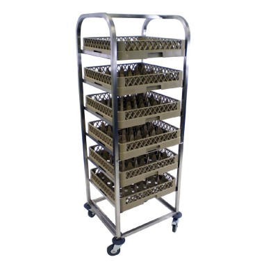 Chariot inox pour casier de lavage - 626 x 588 x 1621 mm - CRAVEN