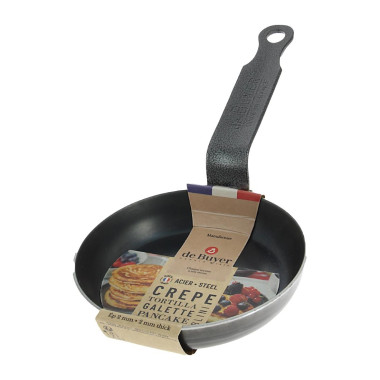 Poêle à blinis en tôle d¿acier bleuie 12 cm - DE BUYER