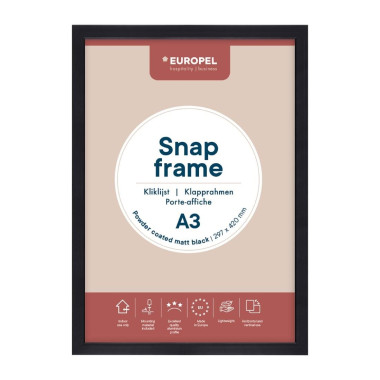 Cadre clipsable Europel A3 25mm noir mat - DTM PRIMERA