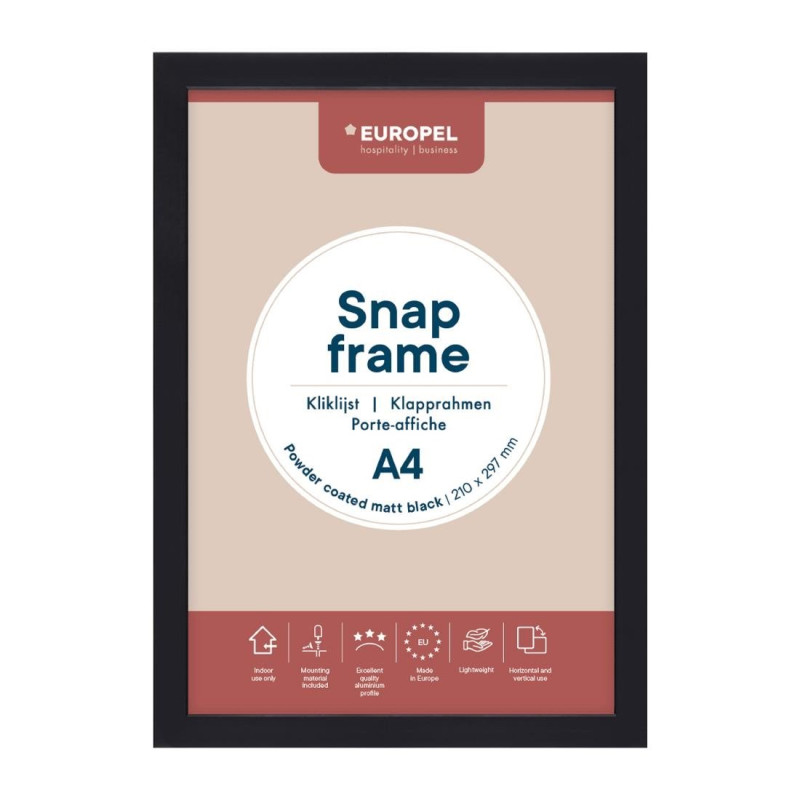 Cadre clipsable Europel A4 25mm noir mat - DTM PRIMERA