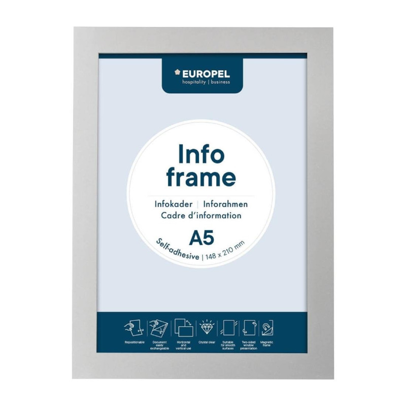 Cadres d'affichage autocollants Europel A5 argent (lot de 2) - DTM PRIMERA