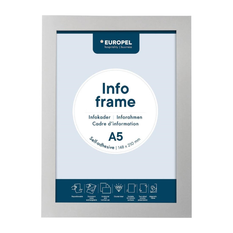 Cadres d'affichage autocollants Europel A5 argent (lot de 2) - DTM PRIMERA