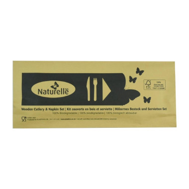 Ensembles de couverts en bois 3-en-1 emballages individuels kraft (lot de 250) - EGREEN