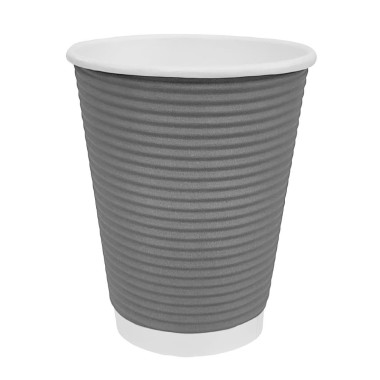 Gobelets paroi ondulée Recyclable anthracite 225ml (lot de 500) - FIESTA