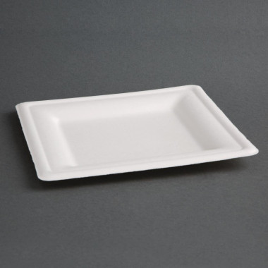 Assiettes carrées en bagasse 159mm (lot de 50) - FIESTA COMPOSTABLE
