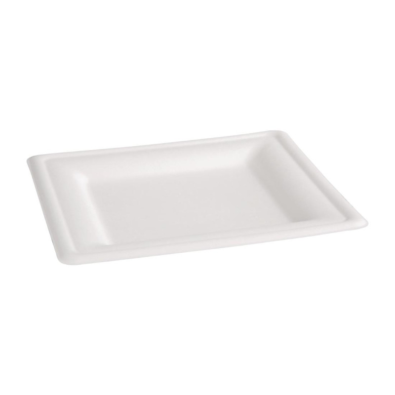 Assiettes carrées en bagasse 204mm (lot de 50) - FIESTA COMPOSTABLE