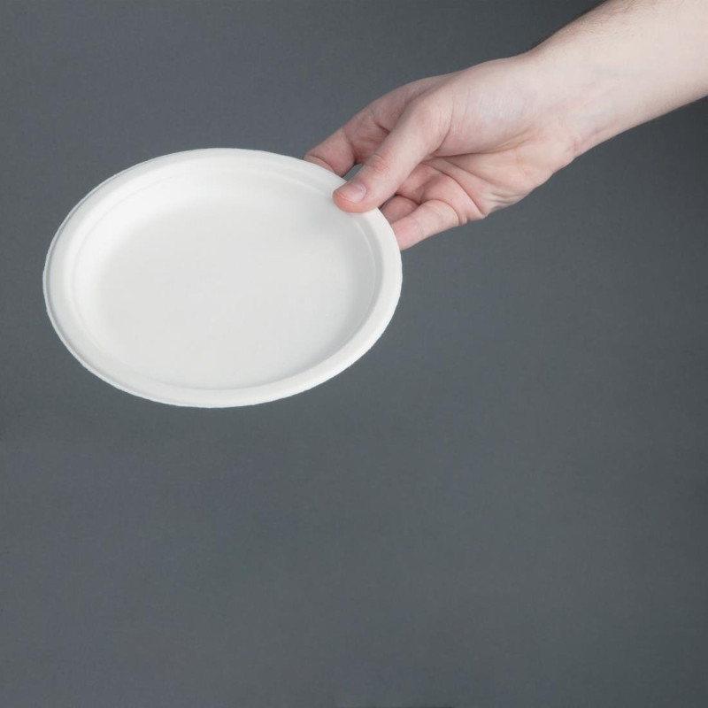 Assiettes en bagasse compostables 17,9 cm (x50) - FIESTA COMPOSTABLE