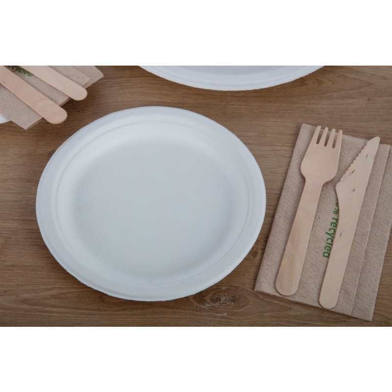 Assiettes en bagasse compostables 17,9 cm (x50) - FIESTA COMPOSTABLE