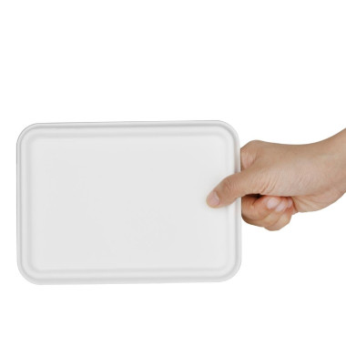 Couvercles en bagasse pour barquettes en bagasse (lot de 100) - 137 x 188 x 13 mm - FIESTA COMPOSTABLE
