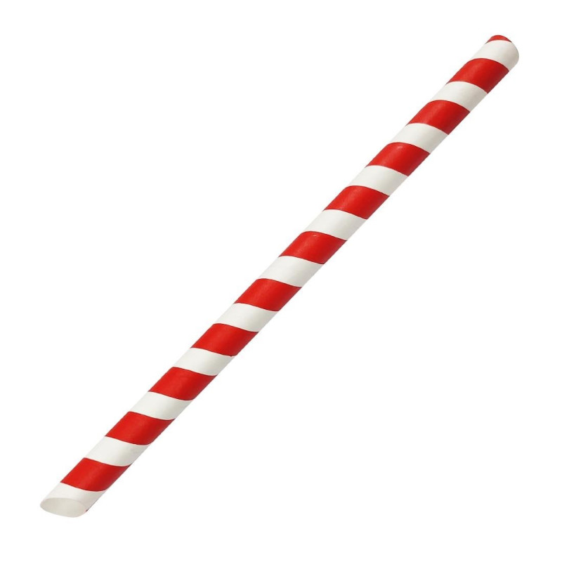 Paille à thé à bulles compostable Fiesta rouge et blanc (lot de 150) - FIESTA COMPOSTABLE