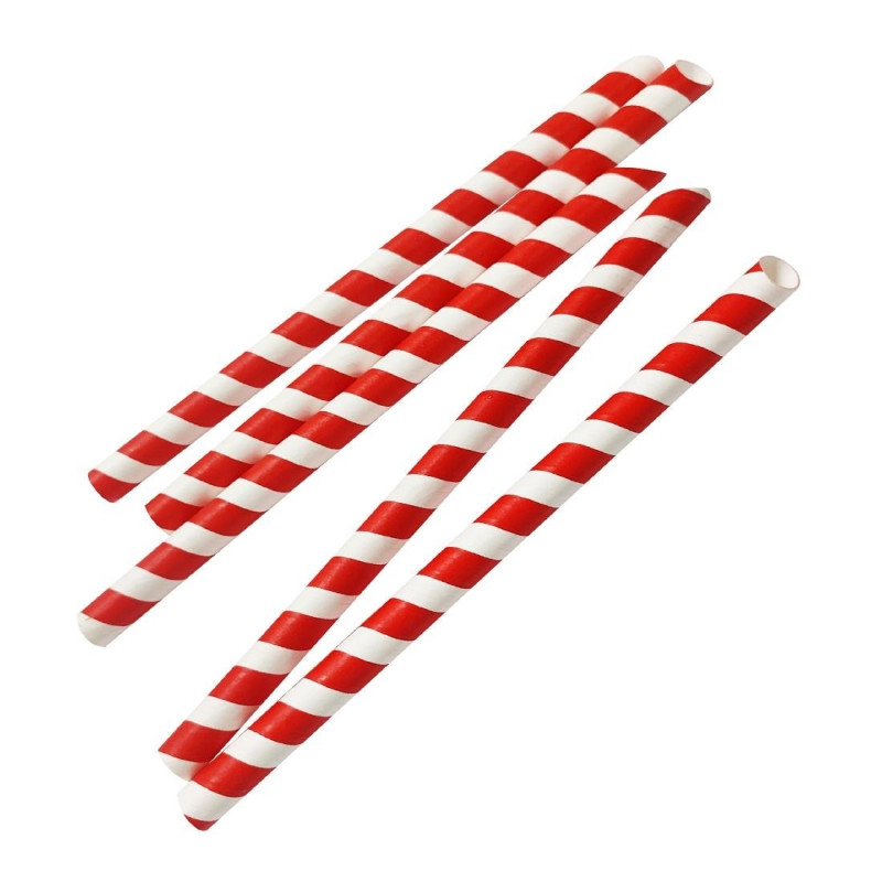 Paille à thé à bulles compostable Fiesta rouge et blanc (lot de 150) - FIESTA COMPOSTABLE
