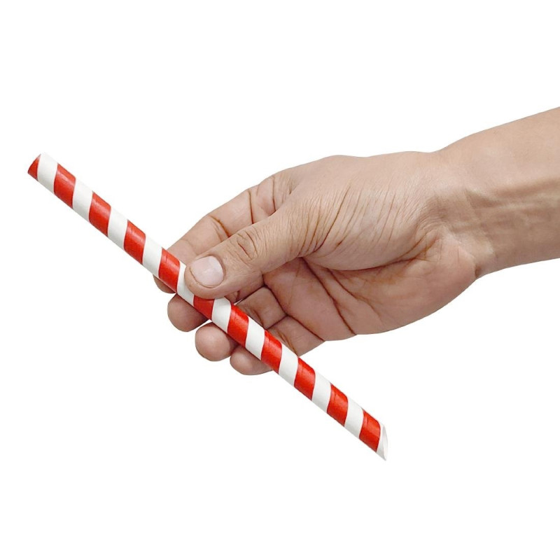 Paille à thé à bulles compostable Fiesta rouge et blanc (lot de 150) - FIESTA COMPOSTABLE